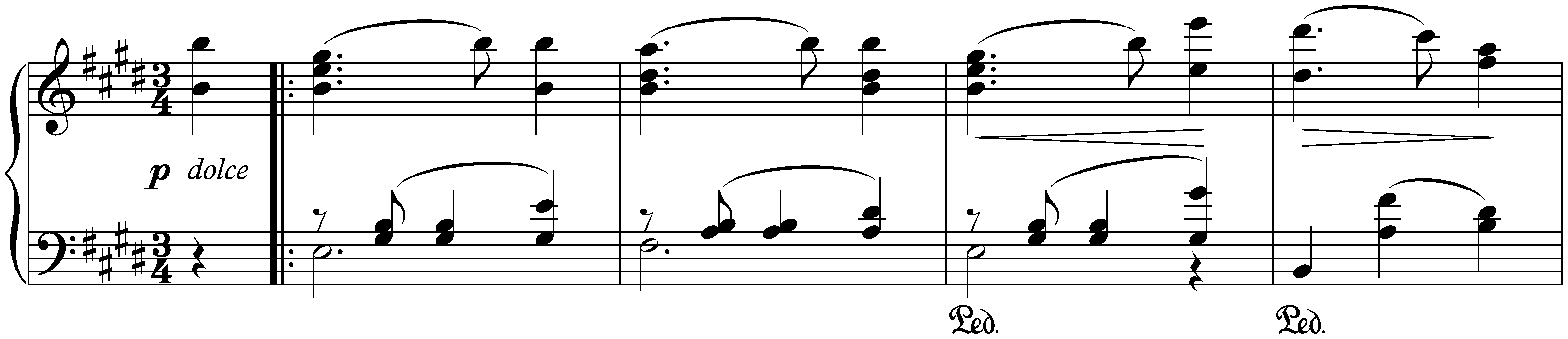 Sixteen Waltzes, op. 39; 2. E major (simplified version)