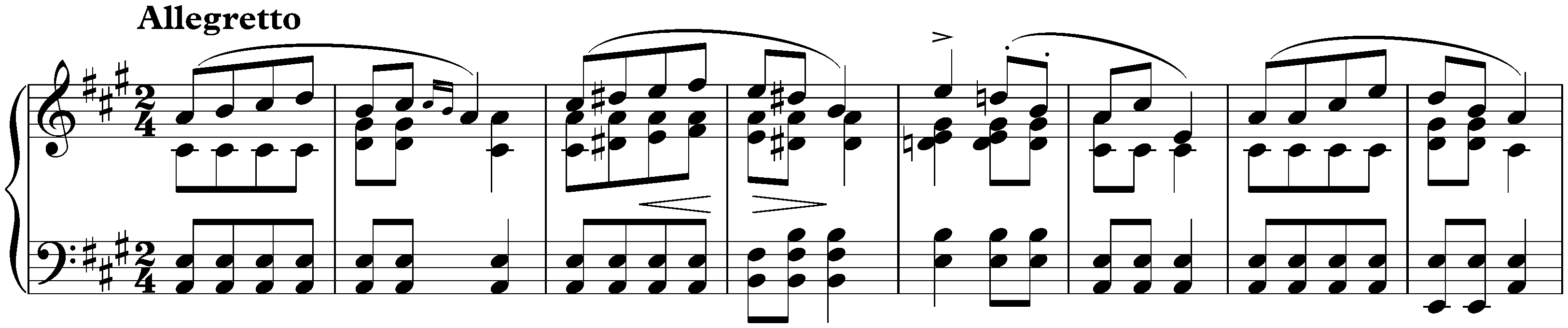 Allegretto in A major and Mazurka in D minor, KK VIIb/7–8; 1. Allegretto in A major, KK VIIb/7