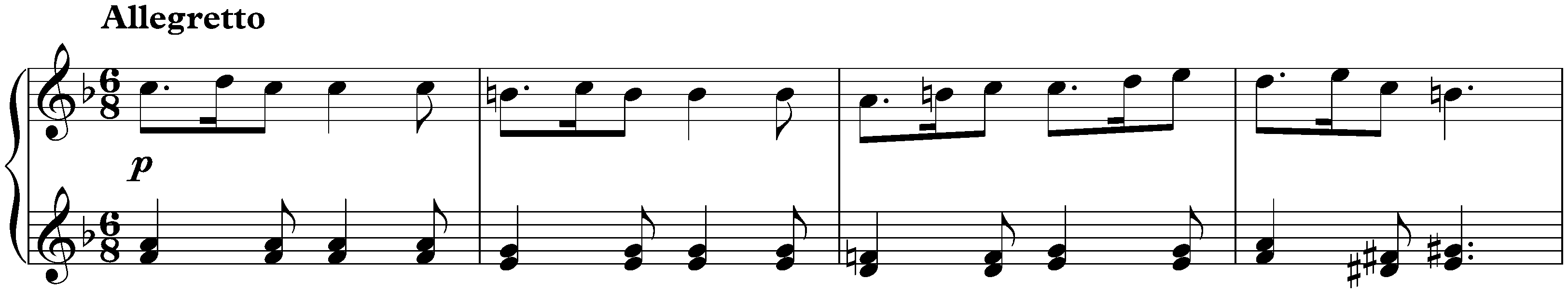 Zes eenvoudige pianostukken; 4. Allegretto