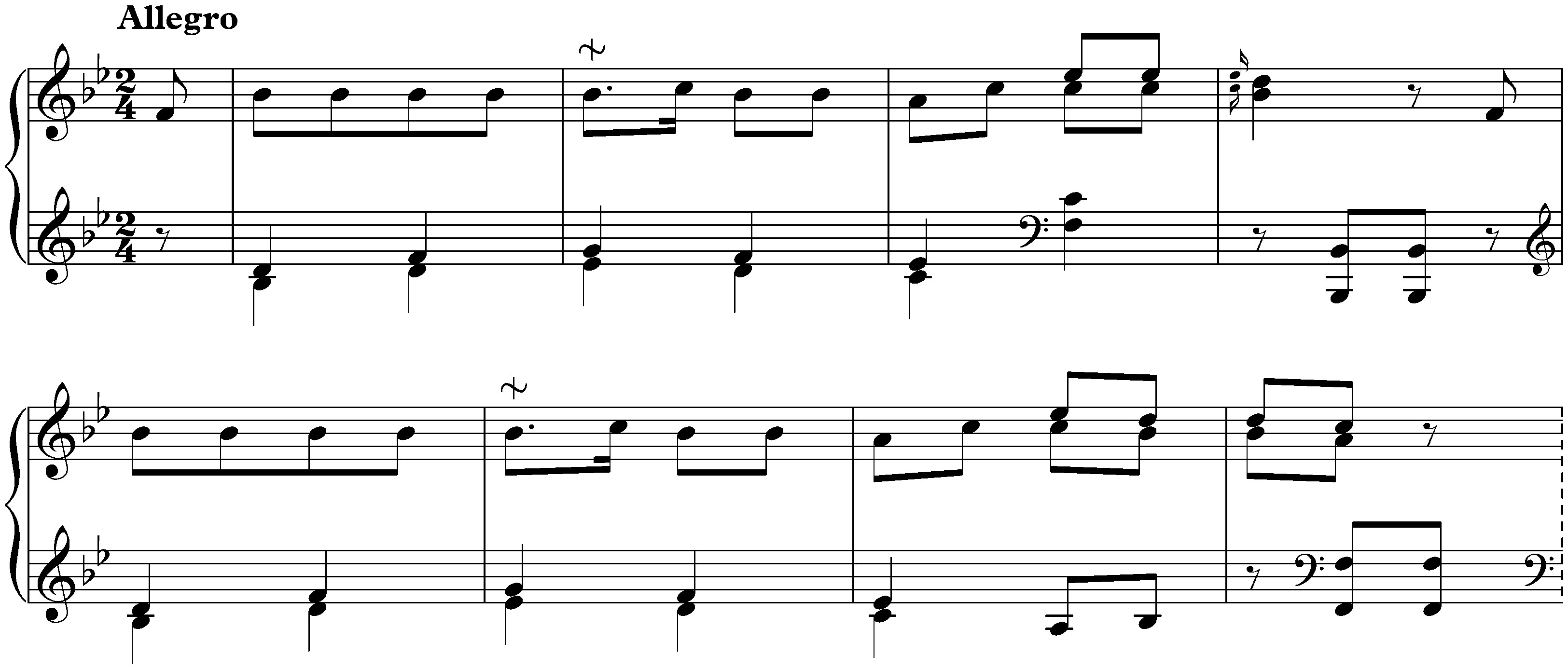 Différentes petites pièces faciles et agréables; 8. Allegro in B-flat major