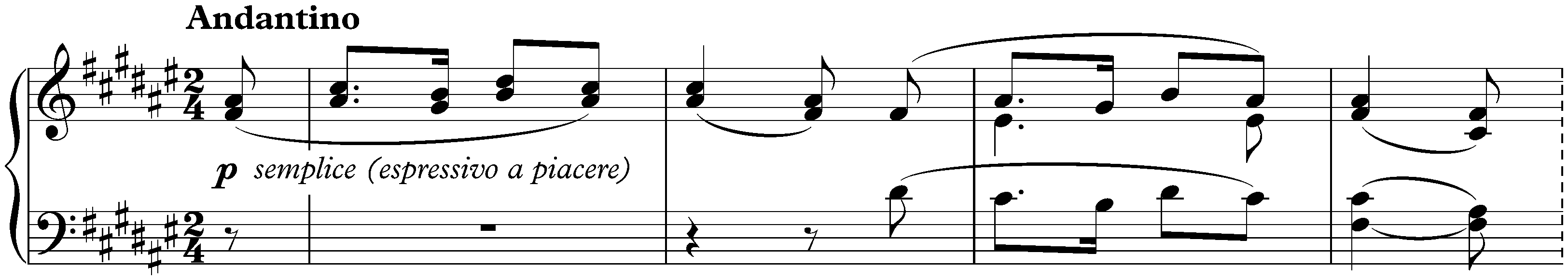 Fünf Klavierstücke, S. 192; 4. Andantino