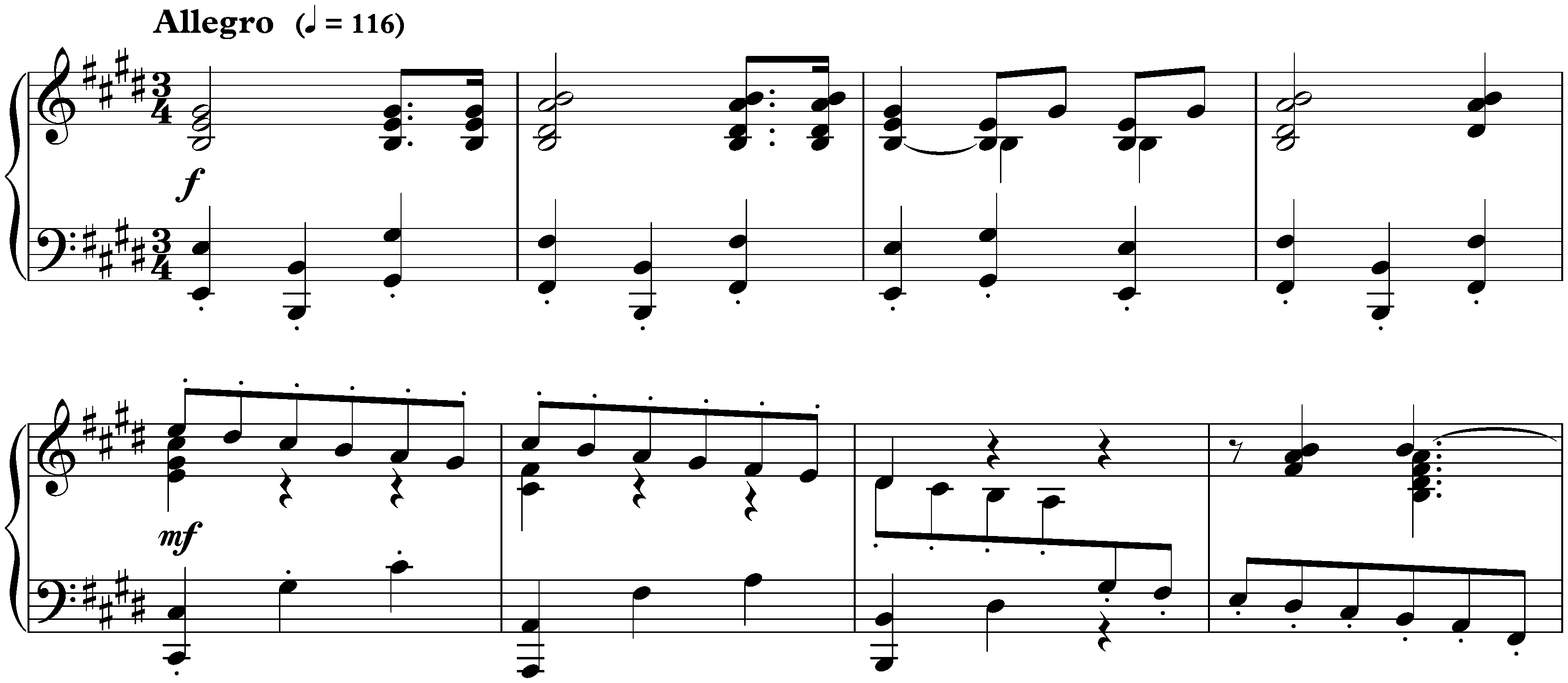 Incipits of other works; 1. Sonata in E major (1912)