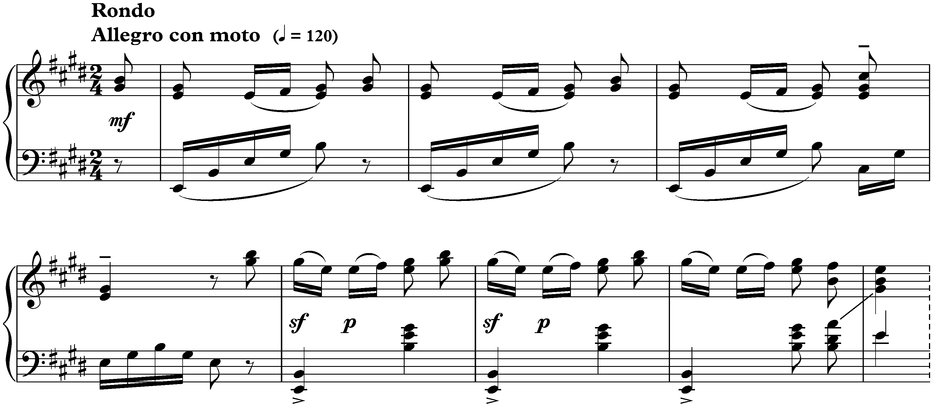 Incipits of other works; 1. Sonata in E major (1912)