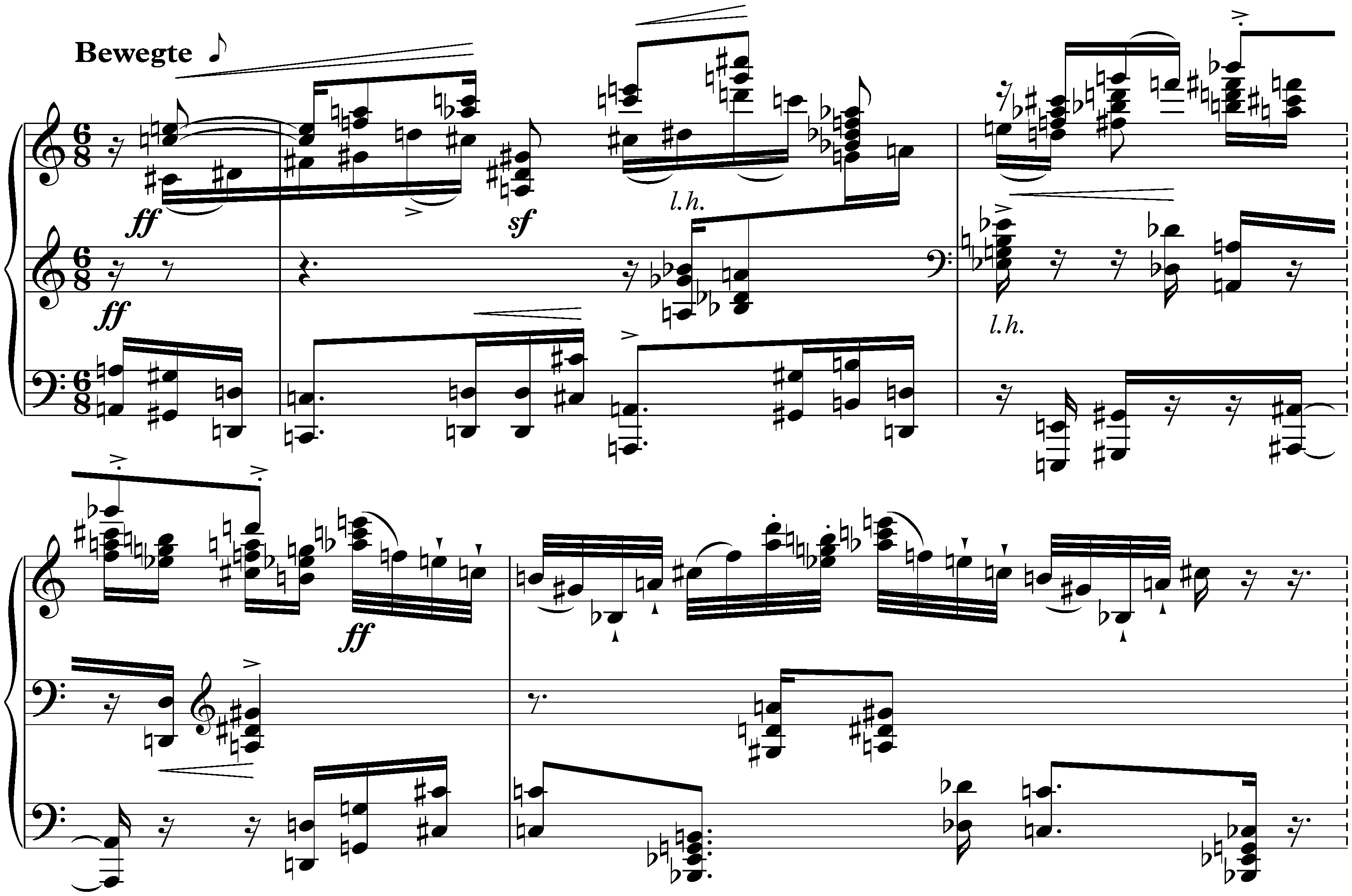 Drei Klavierstücke, op. 11; 3. Bewegte