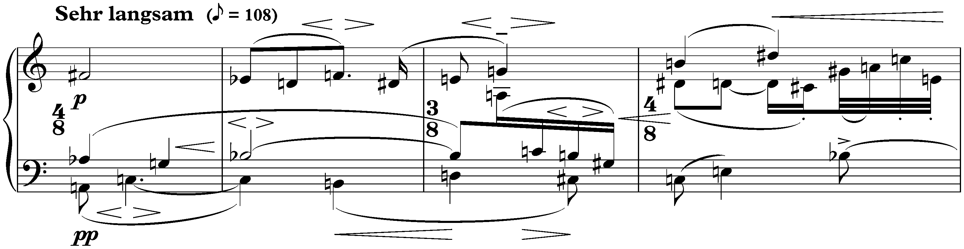 Fünf Klavierstücke, op. 23; 1. Sehr langsam