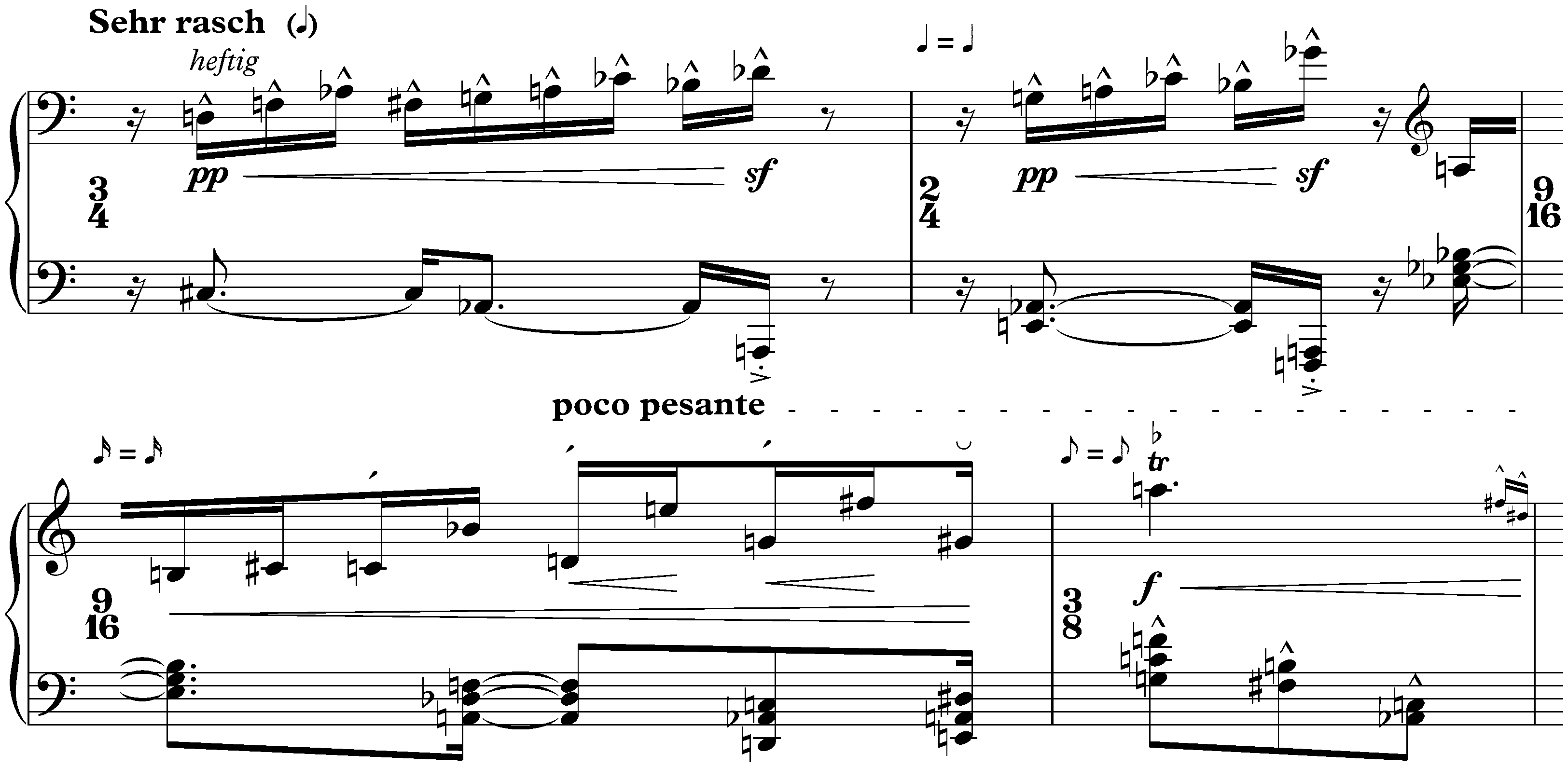 Fünf Klavierstücke, op. 23; 2. Sehr rasch