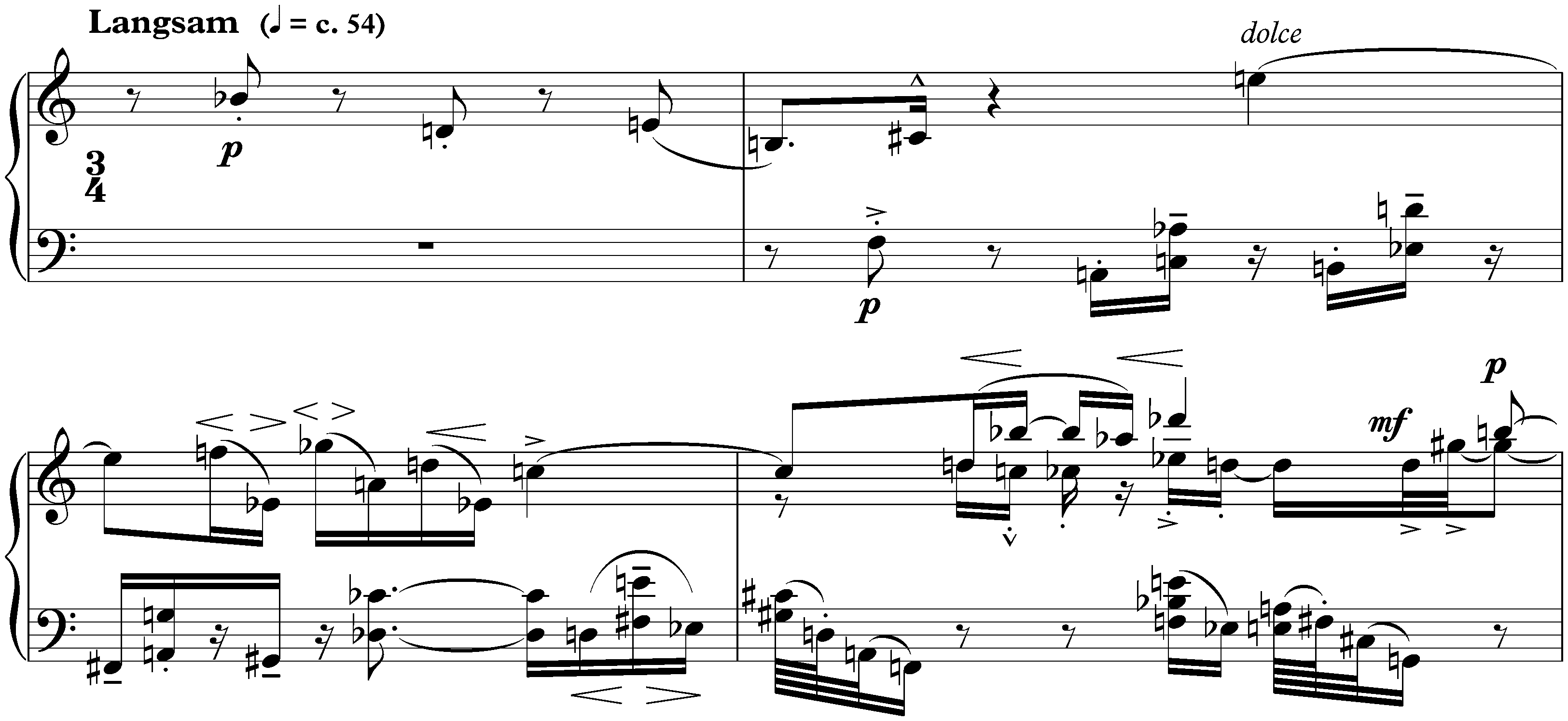 Fünf Klavierstücke, op. 23; 3. Langsam