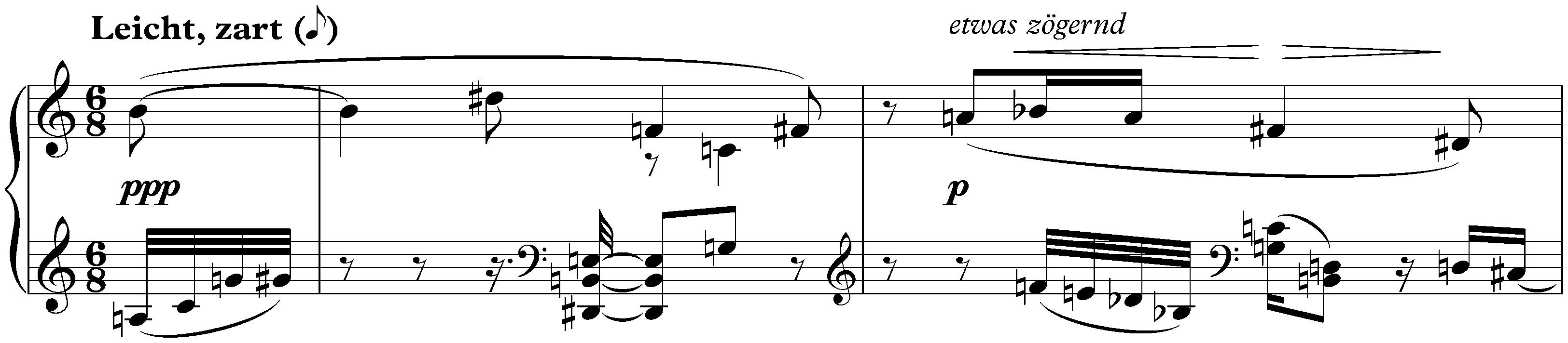 Sechs kleine Klavierstücke, op. 19; 1. Leicht, zart
