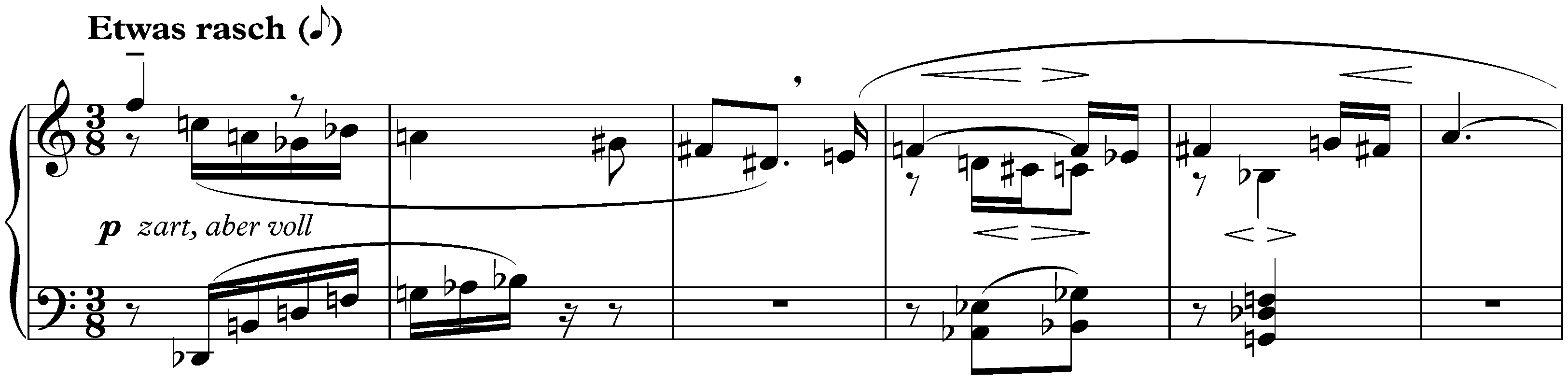 Sechs kleine Klavierstücke, op. 19; 5. Etwas rasch