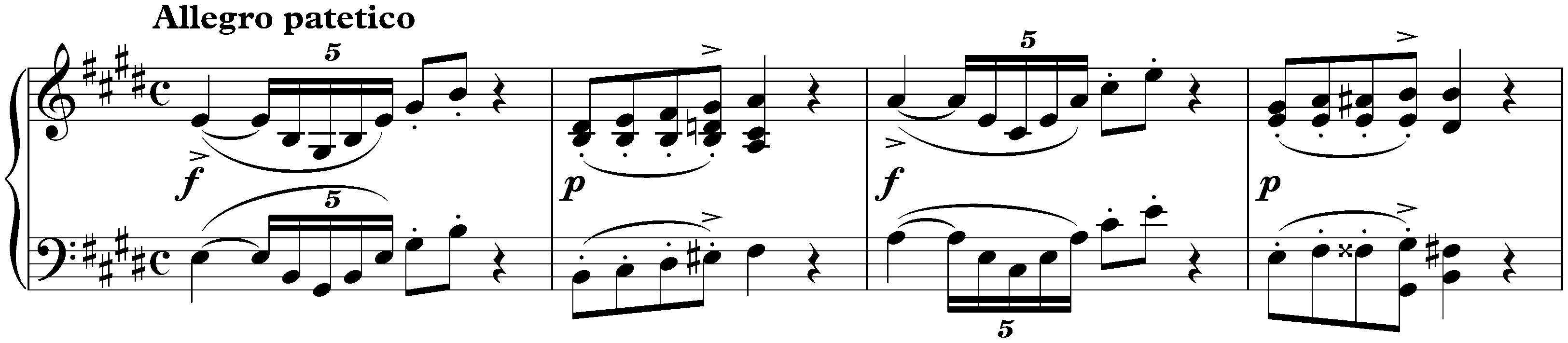 Fünf Klavierstücke, D 459; 5. Allegro patetico
