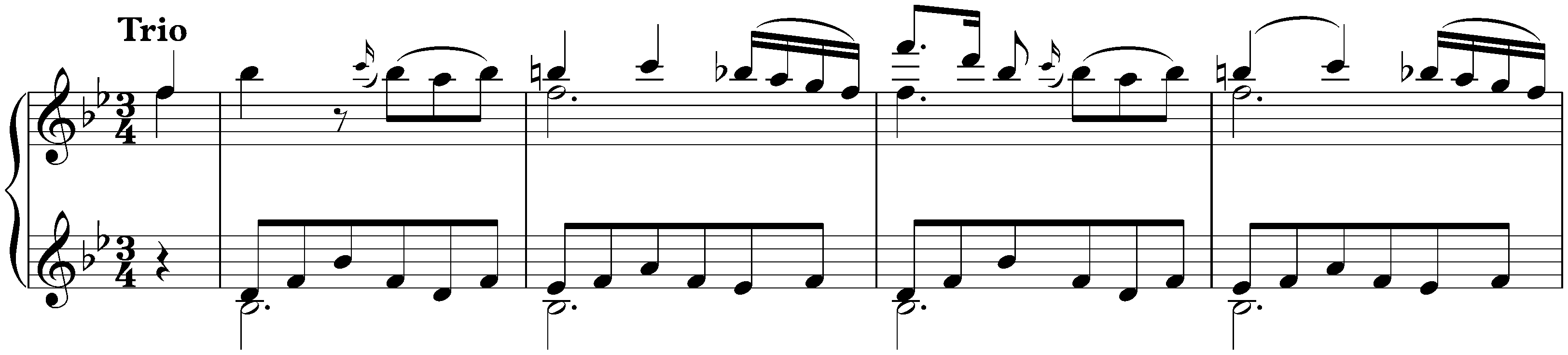 Six Minuets, D 2D; 6. B-flat major
