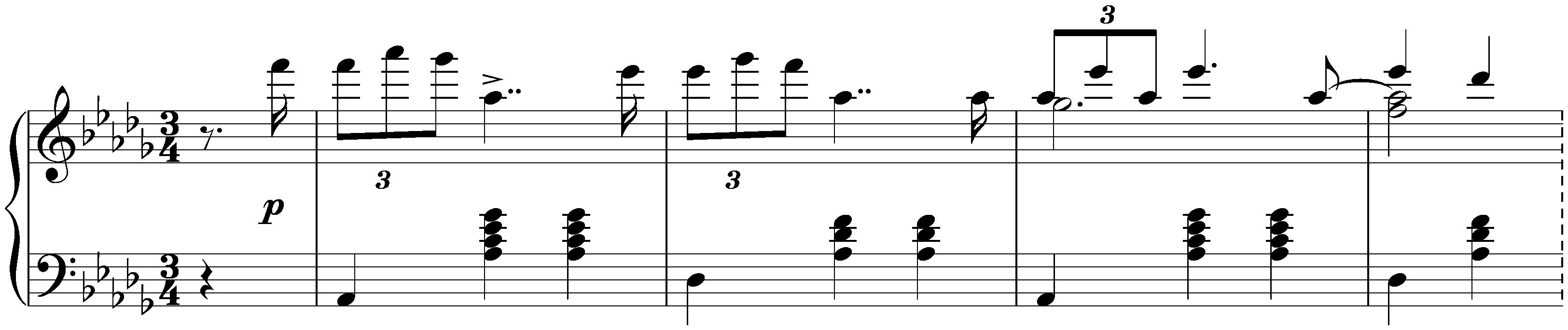 Twelve Waltzes, seventeen Ländler and nine Ecossaises, D 145; 18. Seventeen Ländler, no. 6 in D-flat major