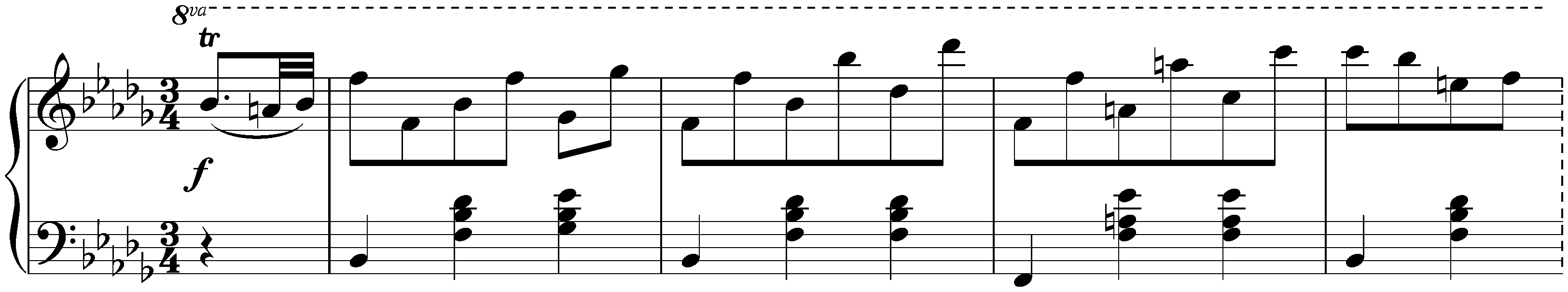 Twelve Waltzes, seventeen Ländler and nine Ecossaises, D 145; 20. Seventeen Ländler, no. 8 in B-flat minor