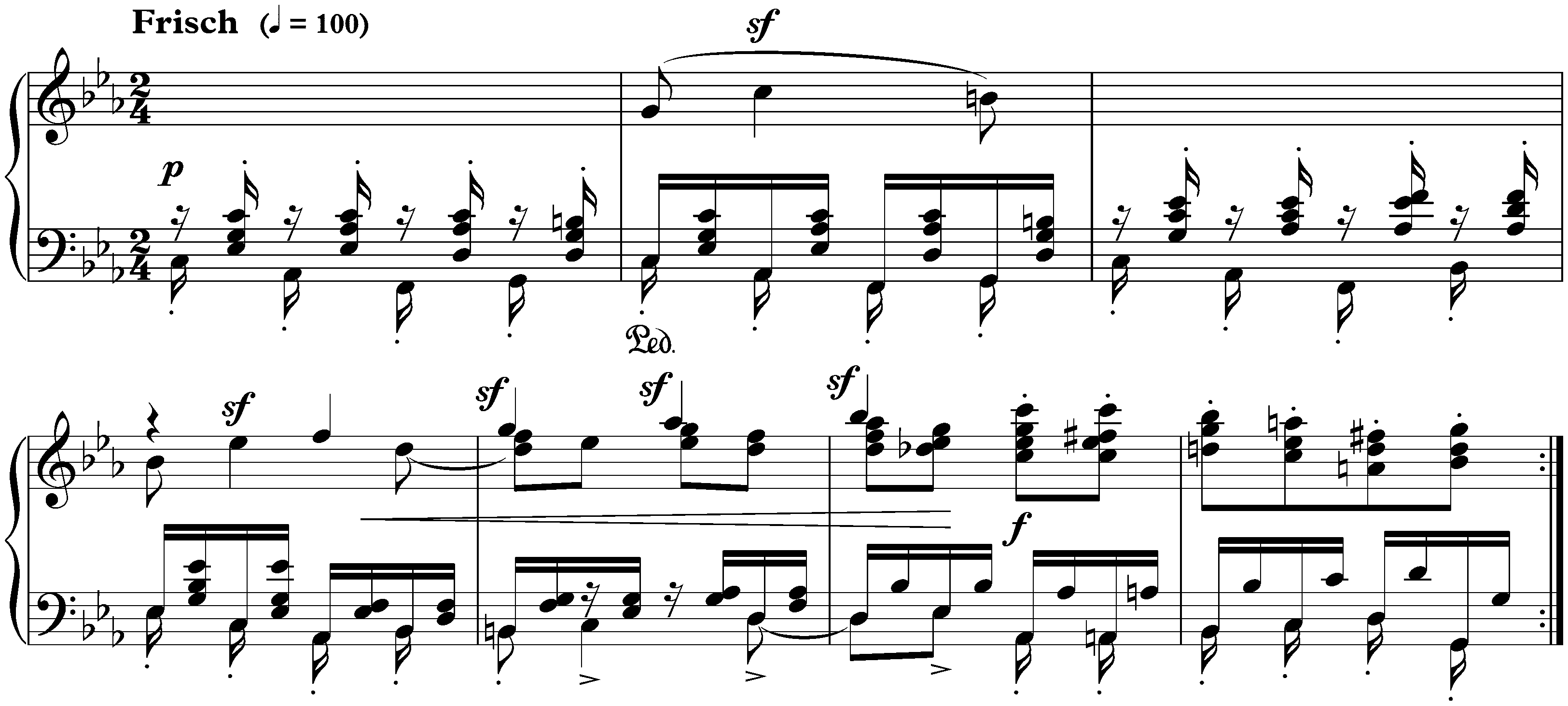 Davidsbündlertänze, op. 6; 8. Frisch